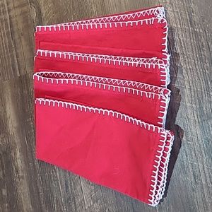 Pier 1 Imports Red Cotton w/White Whip Stitch Set of 4 NWOT